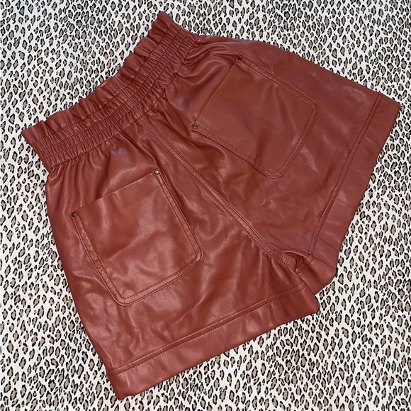 ZARA Faux Leather Paper Bag Style High Waisted Bermuda Shorts RN 77302 GUC - Picture 11 of 16